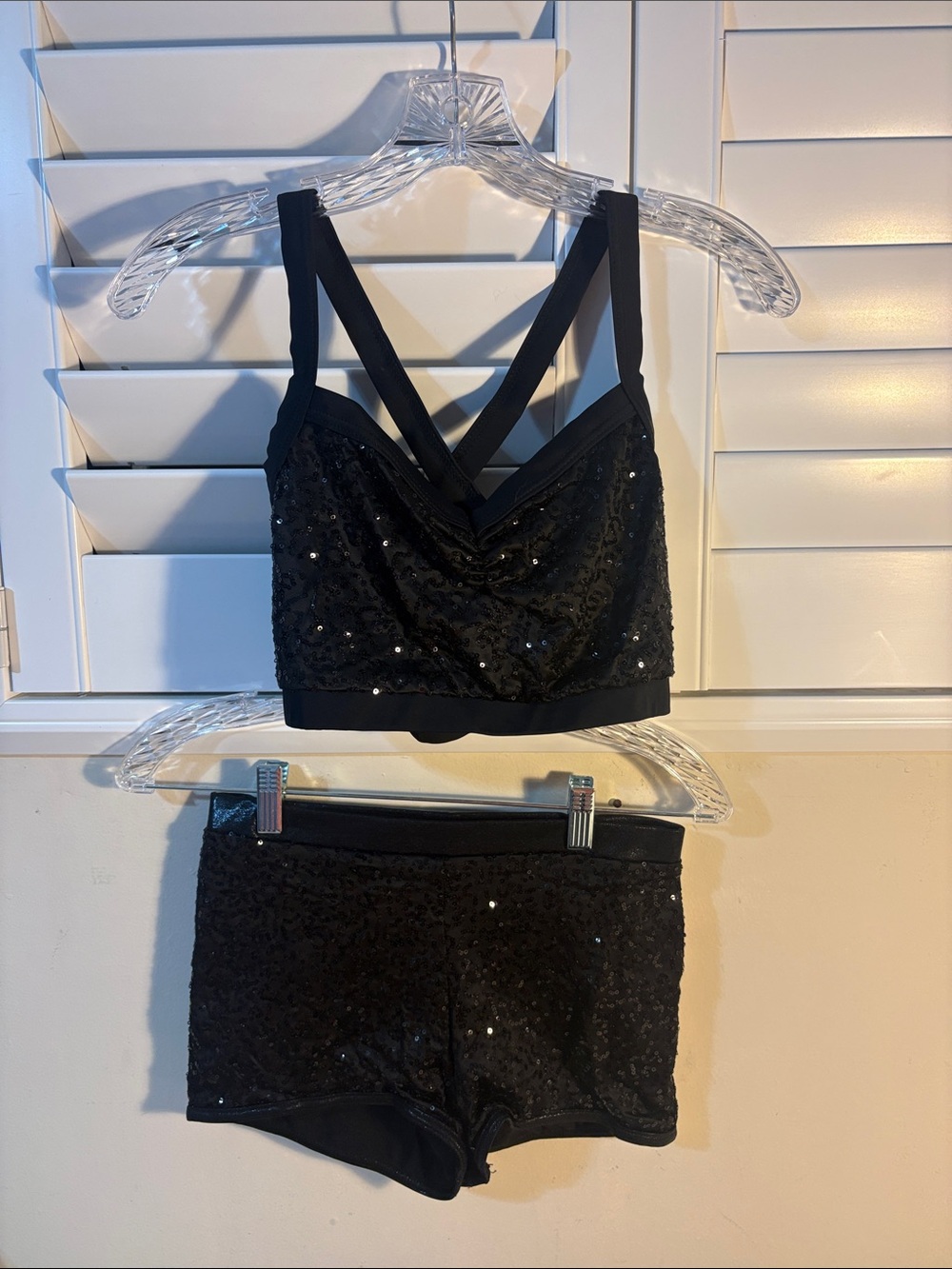 Black Sequin Bralette and Short Set with Matching Jacket